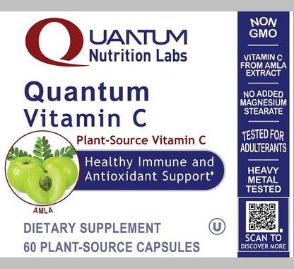 Quantum Nutrition Labs Quantum Vitamin C – Organic Whole Food Supplement with Bioflavonoids and Amla, for Immune Support, 60 Vegan Capsules
