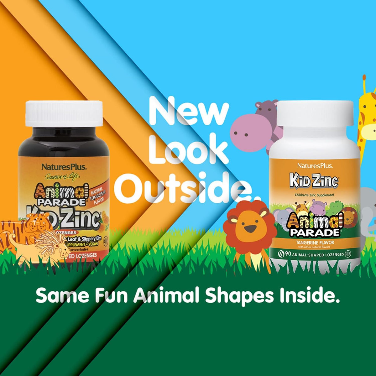 NaturesPlus Animal Parade KidZinc - Organically Chelated Zinc - Tangerine Flavour - 90 Animal-Shaped Lozenges - görsel 2