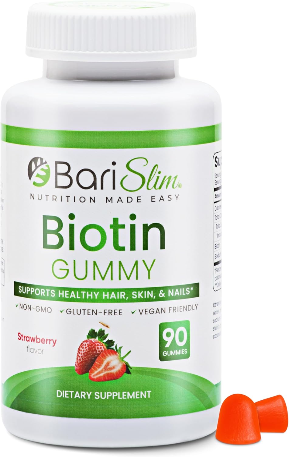 BariSlim Bariatric Biotin Gummies - 5000 mcg for Hair, Skin and Nails - 90 Fruit Chews - görsel 1