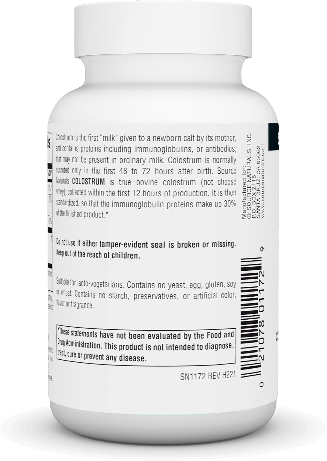 Source Naturals Colostrum Contains 30 per cent Immunoglobulins - 60 Tablets - görsel 3