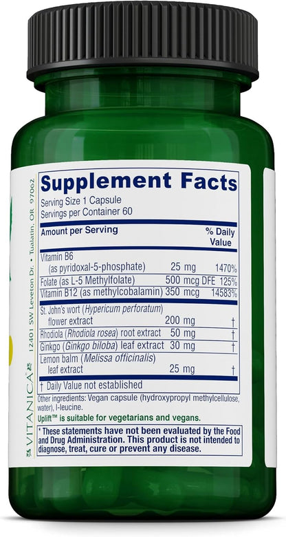 Vitanica Uplift – Mood & Emotional Support, Vegan, 60 Capsules