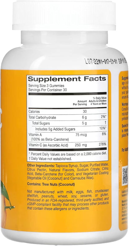 California Gold Nutrition Vitamin C Gummies, Natural Orange Flavour, Gelatine-Free, 90 Count (2 Pack)