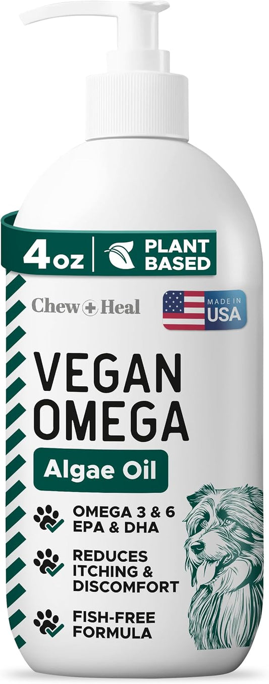 Vegan Omega-3 Oil for Dogs - 118 ml - Fish-Free Algae Oil for Healthy Skin and Coat