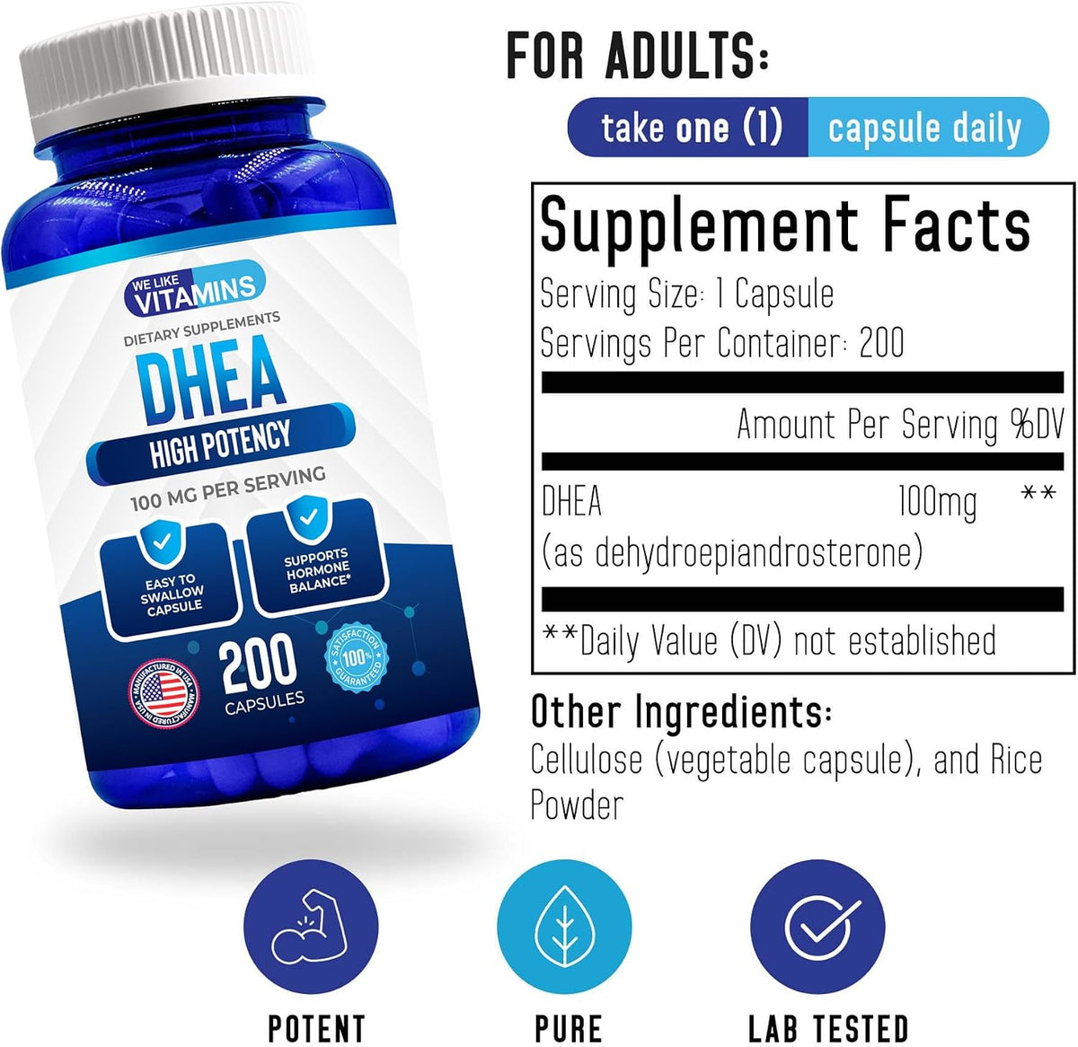 We Like Vitamins DHEA 100mg 200 Capsules - Hormone Support & Vitality - görsel 4
