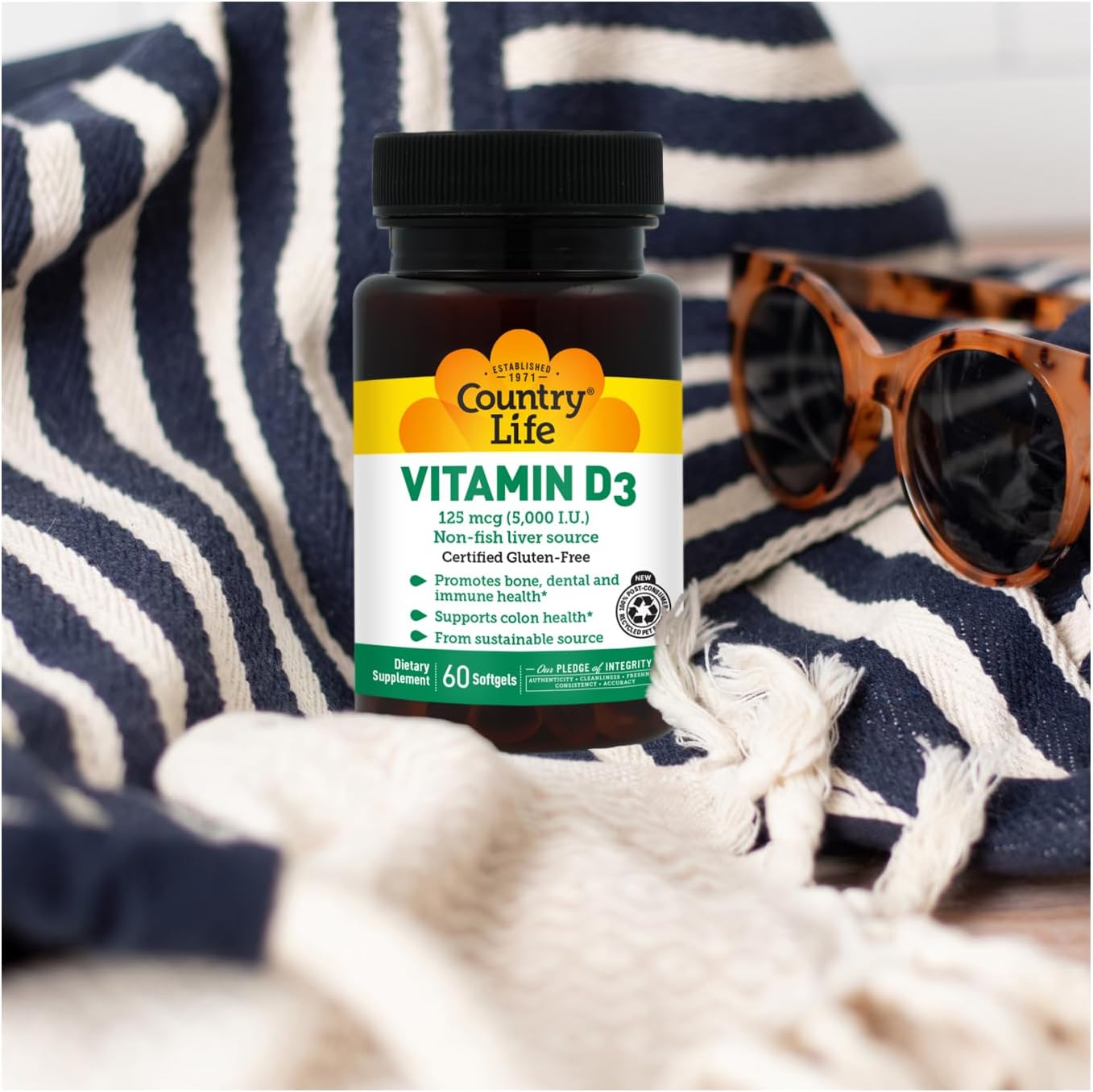 Country Life Vitamin D3 5000 IU - Supports Healthy Bones, Teeth and Immune System - 60 Softgels - görsel 8