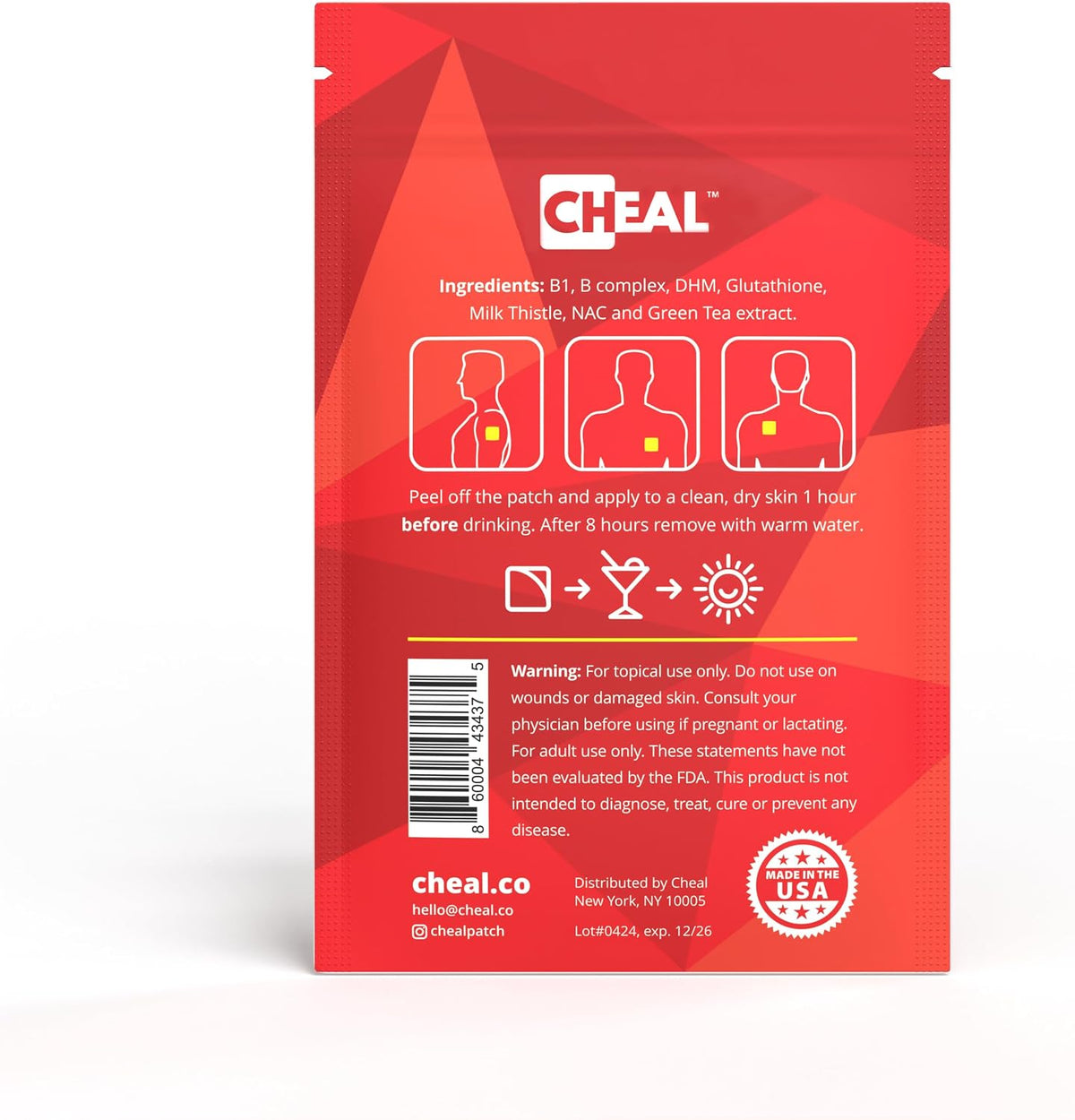 CHEAL Party Recovery Patches - 12 Pack - B Complex Formula for Better Mornings - 100% Natural, Transparent & Waterproof - görsel 8