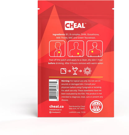 CHEAL Party Recovery Patches - 12 Pack - B Complex Formula for Better Mornings - 100% Natural, Transparent & Waterproof