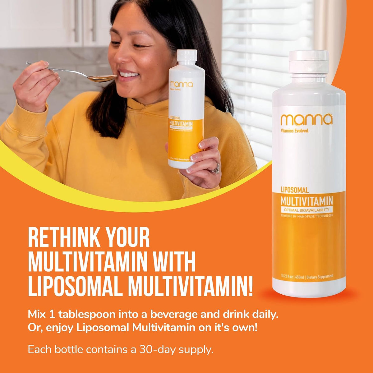 Manna Vitamins Evolved Liposomal Multivitamin – Daily Liquid Multivitamin for Men and Women, 20 Vitamins & Minerals, Immune Function & Energy Release, 3-Pack - görsel 7