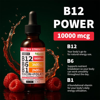 (2 Pack) Extra Strength Liquid Vitamin B12 Sublingual Vitamin B Complex - B12 Drops 10000mcg - Methylcobalamin for Energy, – Image 5
