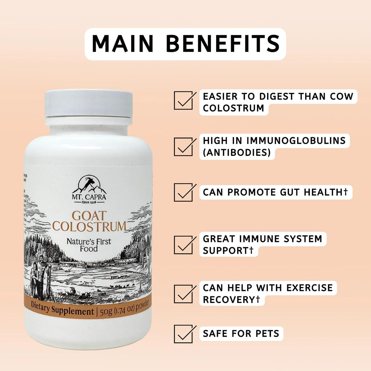 Mt. Capra Goat Colostrum – Grass-Fed, Rich in Immunoglobulins, 50g (17 Servings) - görsel 3