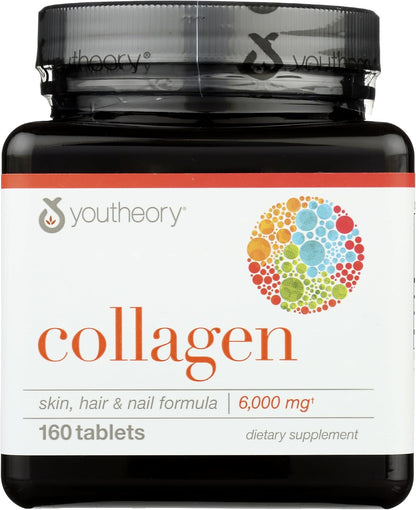 Youtheory Advanced Collagen with Vitamin C – 6000 mg Hydrolysed Collagen Peptides – 160 Tablets