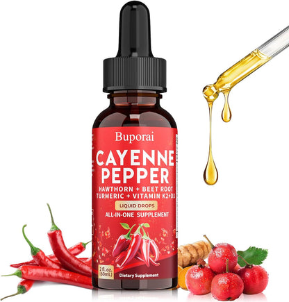 Cayenne Pepper Drops with Vitamin D3 K2 and Beetroot Powder | Buporai