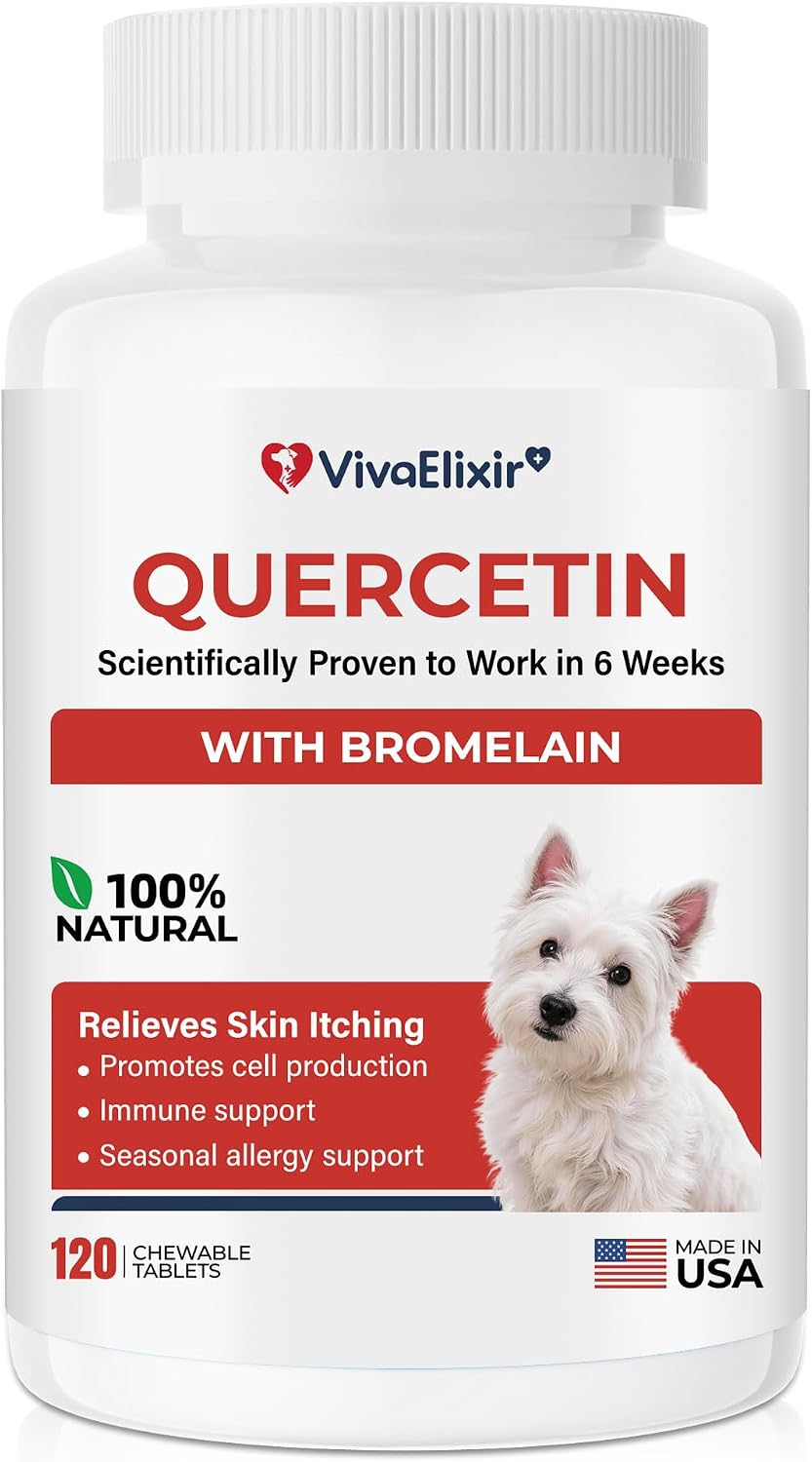 Quercetin & Bromelain Tablets for Dogs – for Skin Allergies, Atopic Dermatitis, Ear Infections & Joint Stiffness – Immune & Anti-Inflammatory Support – Vet-Formulated - görsel 1