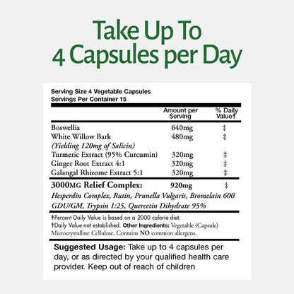 The Original InflamEase Day or Night Uses, 3000 mg Triple Strength, 60 Capsules
