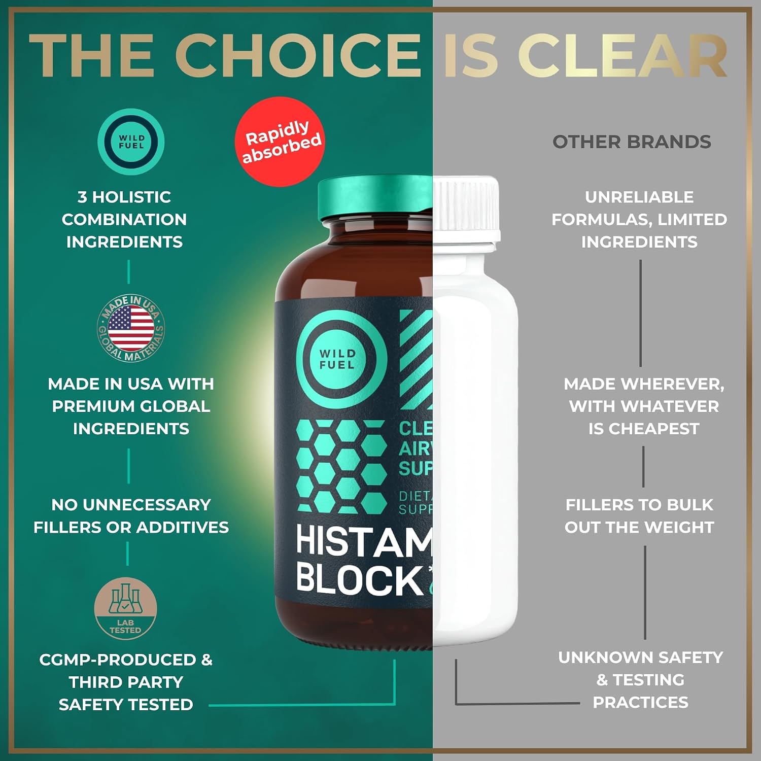 Histamine Block 10:1 Flavonoids Supplement – Quercetin, Stinging Nettle, Artemisia Annua – Seasonal Allergy Support – 60 Capsules - görsel 7