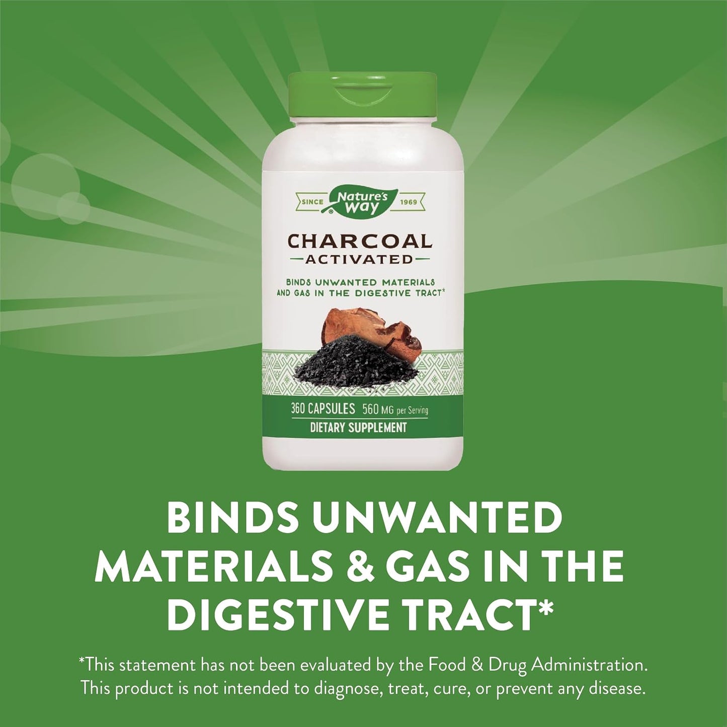 Nature's Way Activated Charcoal, 560mg per Serving, 360 Capsules - görsel 3