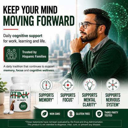 Fitina Brain Supplements for Memory and Focus with Vitamin B6 & Thiamine | High-Dose B Vitamins Nervous System and Cognitive Health Support, Daily Supplement Formula for Adults, 60 Tablets (2-Pack)
