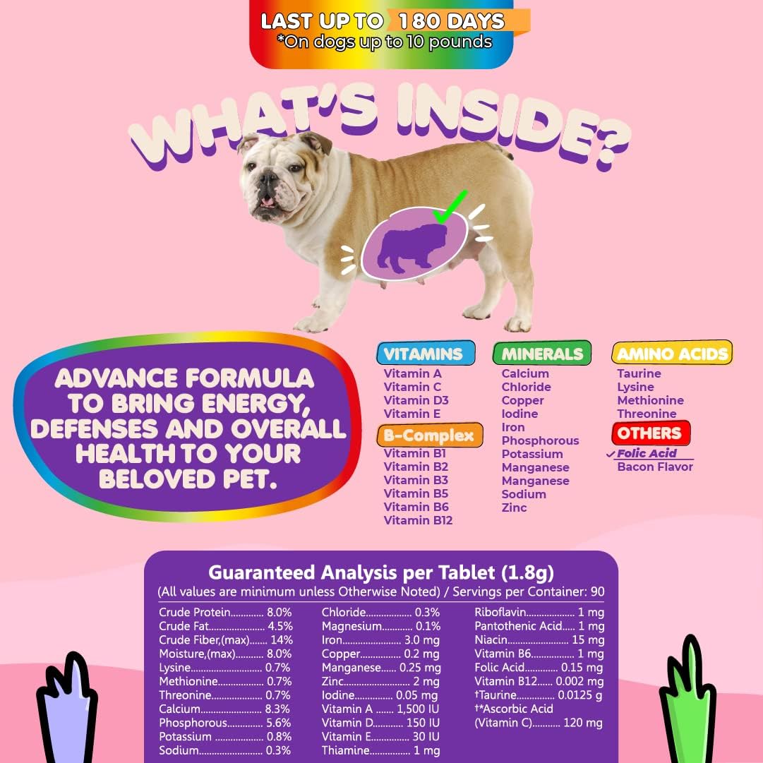 Dog Prenatal Vitamins – Multivitamin with Folic Acid, Calcium, Iron, Minerals and Amino Acids. Ideal for Pregnant, Nursing and New-born Pets – Senior Dog Supplement, Complete Puppy Multi Vitamin - görsel 5