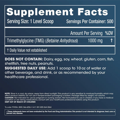 ProHealth TMG Pro 1 Kilo Bulk Powder - Trimethylglycine (Betaine Anhydrous) - Methylation Support