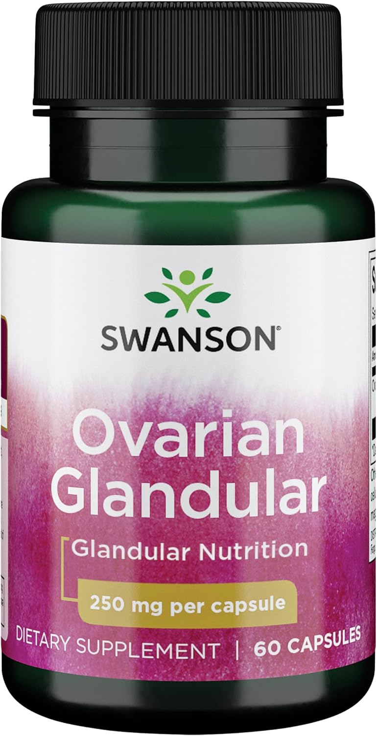Swanson Ovarian Glandular Supplement - Women's Glandular Health and Balance Support - Premium Bovine Tissue - 60 Capsules, 250mg Each - görsel 1