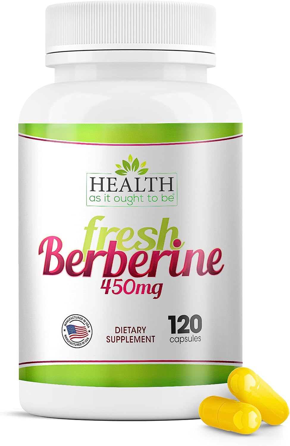 Health As It Ought To Be Fresh Berberine Food Supplement – 450mg, 120 Capsules - görsel 1
