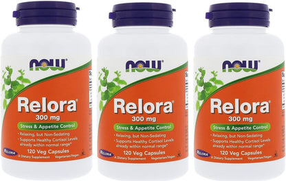 NOW Foods Relora 300 mg, 120 Veg Capsules (Pack of 3)