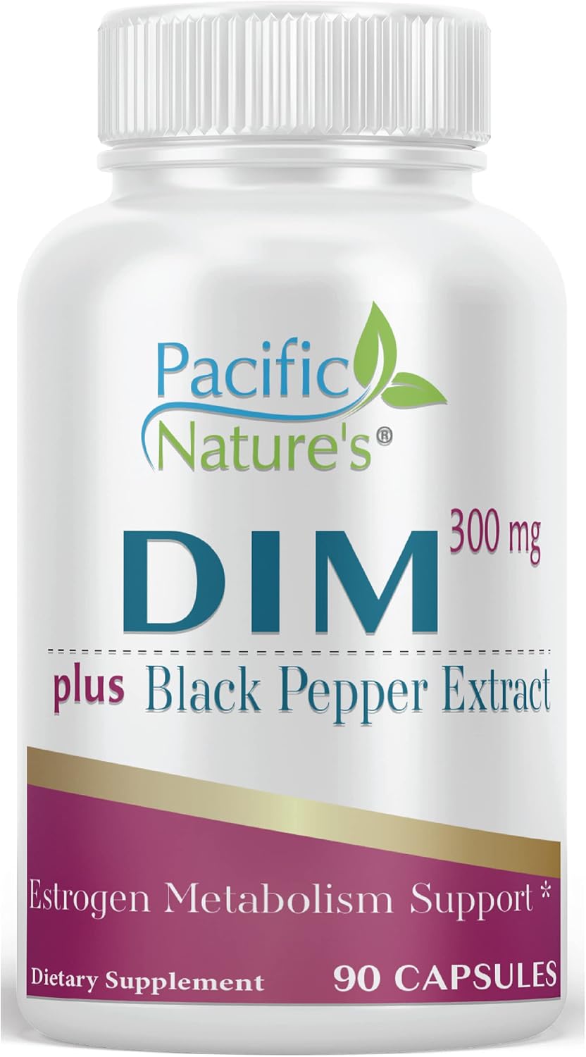 Pacific Nature's DIM 300mg with Black Pepper (90 Capsules) - Diindolylmethane Food Supplement for Hormone Health - görsel 1