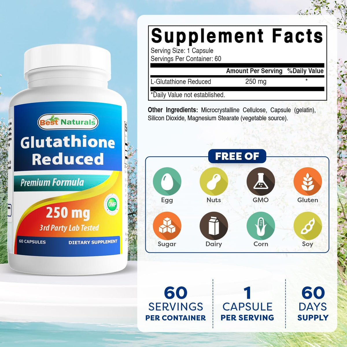 Best Naturals L-Glutathione 250 mg 60 Capsules - görsel 2