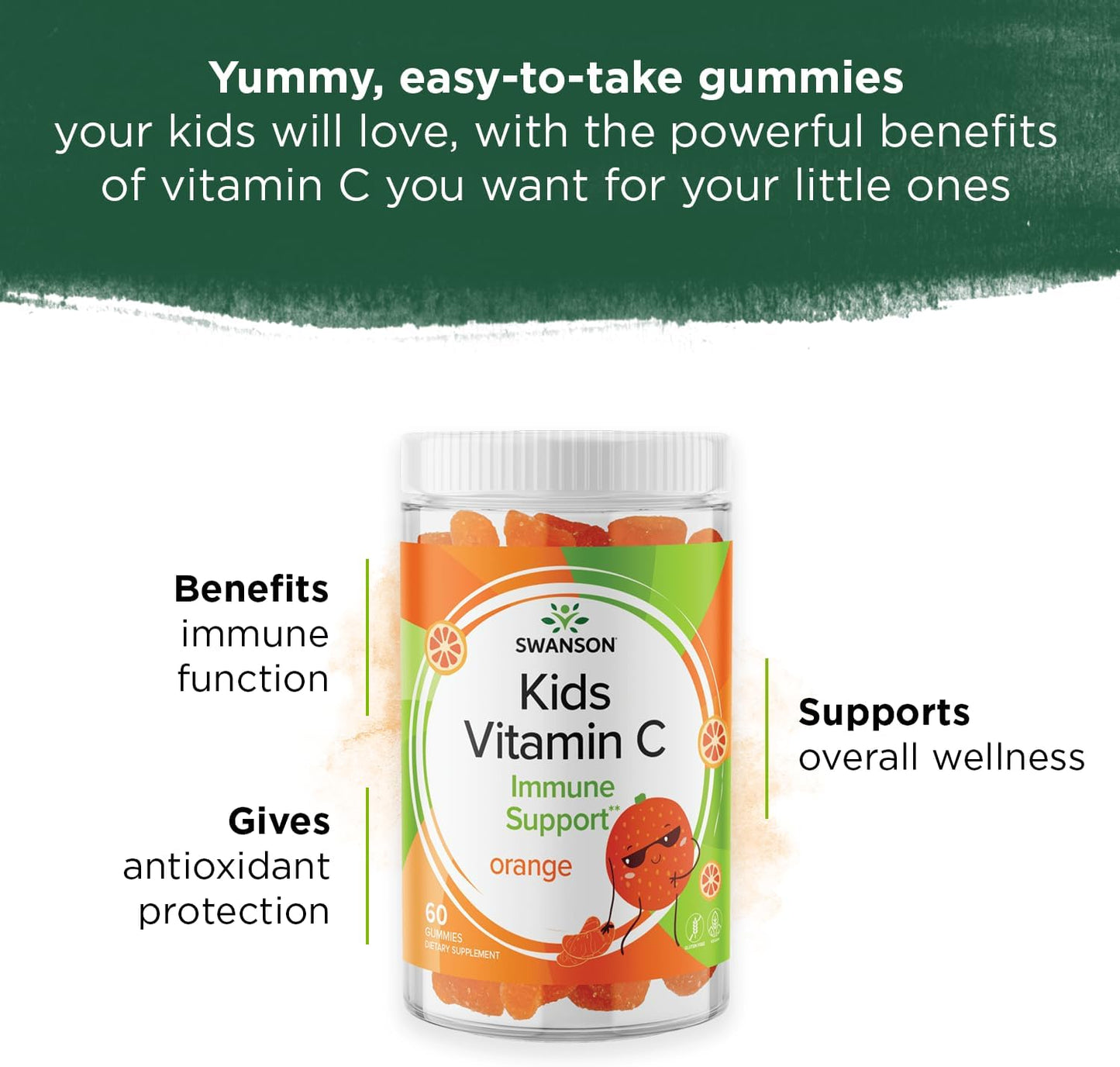 Swanson Kids Vitamin C Gummies – Orange-Flavoured Immune Support, 60 Count - görsel 2