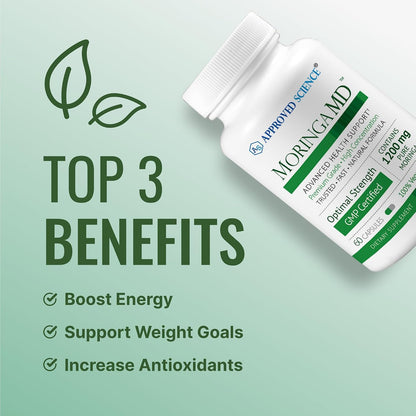 Approved Science MoringaMD - Moringa Oleifera Supplement, 1200 mg, 4:1 Extract, Vegan Capsules, 60 Capsules (Pack of 6)
