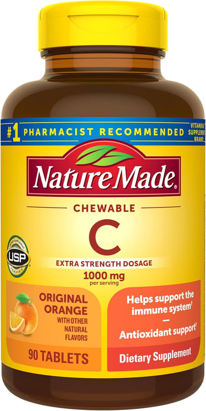 Nature Made Extra Strength Chewable Vitamin C 1000 mg – 90 Tablets (45-Day Supply)