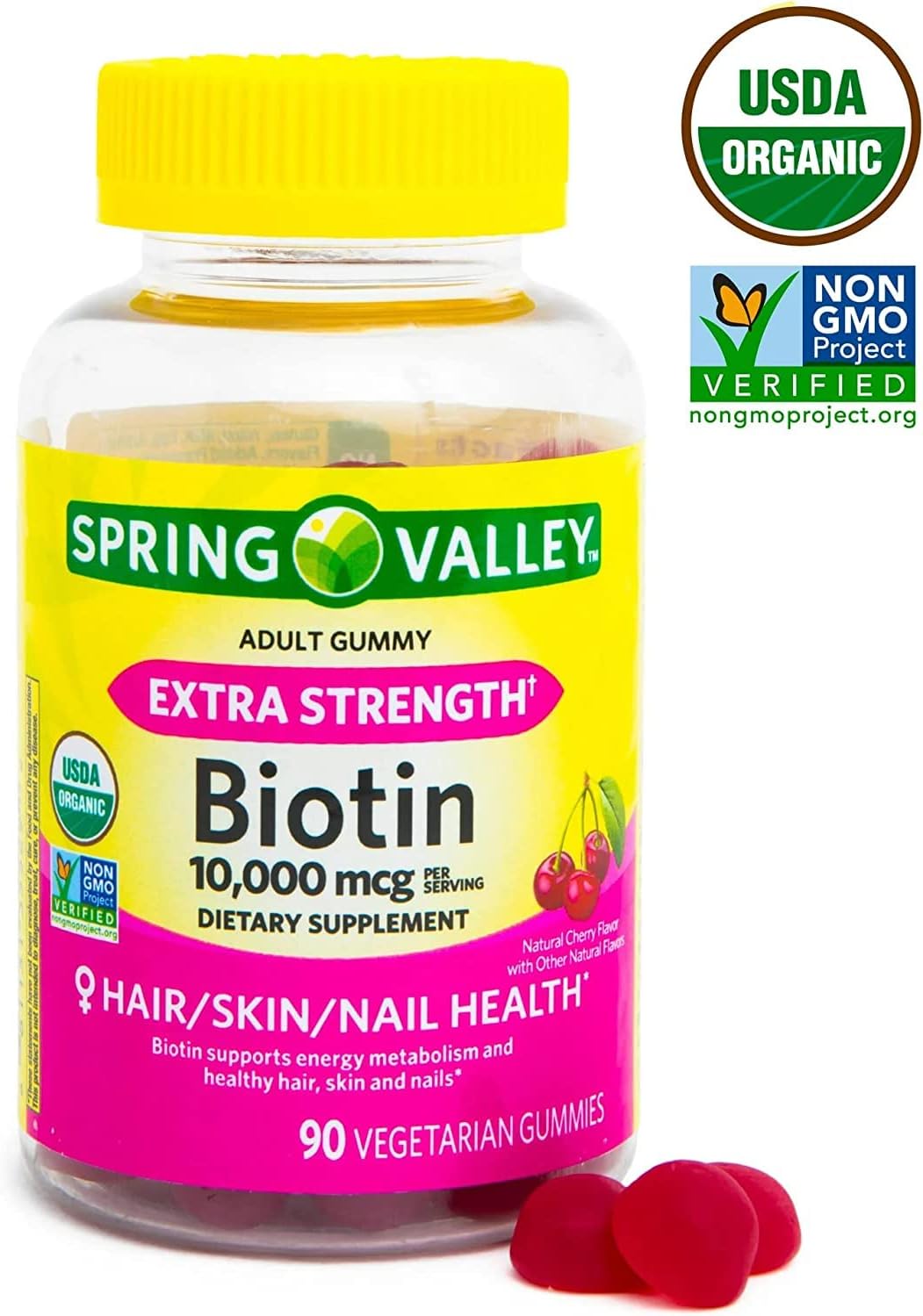 Spring Valley Biotin 10,000mcg Vegetarian Gummy Supplement, 90 Count - görsel 1