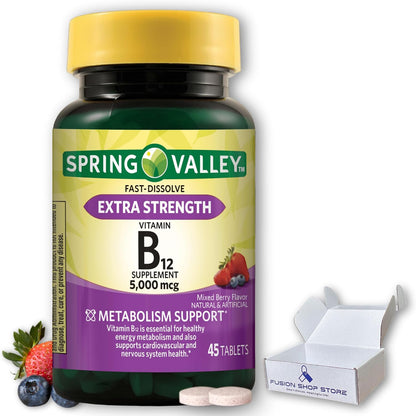 Vitamin B12 5000mcg Extra Strength Fast Dissolve Mixed Berry Tablets, 45 Count