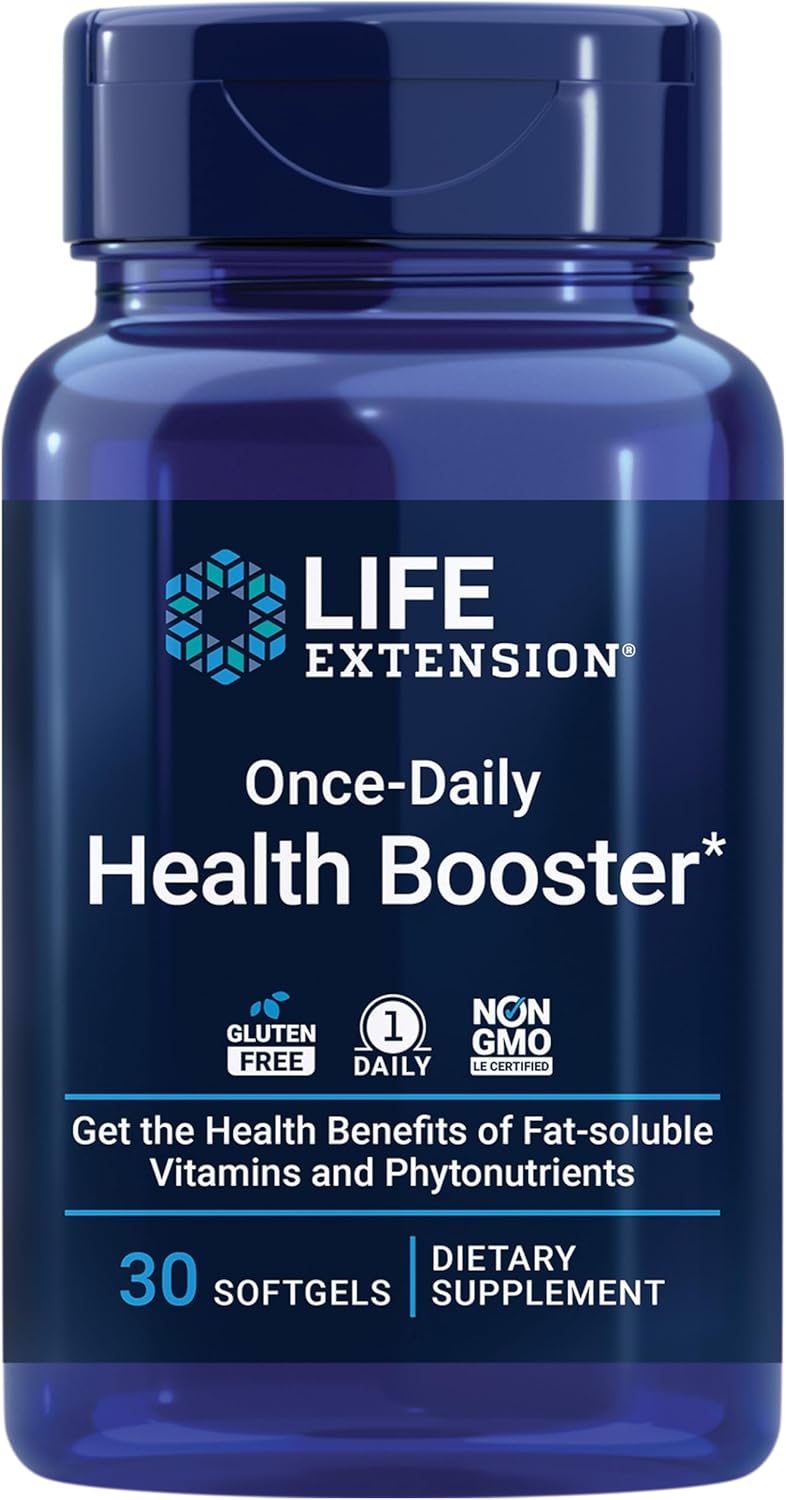 Life Extension Once-Daily Health Booster - Vitamins E, K1 and K2, MacuGuard Blend for Eye, Bone and Heart Health - 30 Softgels - görsel 1