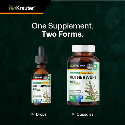 BIO KRAUTER® Perimenopause & Menopause Supplement – Vegan Motherwort Tincture, 60 ml