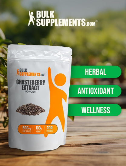 BulkSupplements.com Chasteberry Extract Powder – Vitex Berry Supplement, 500mg per Serving, 100g