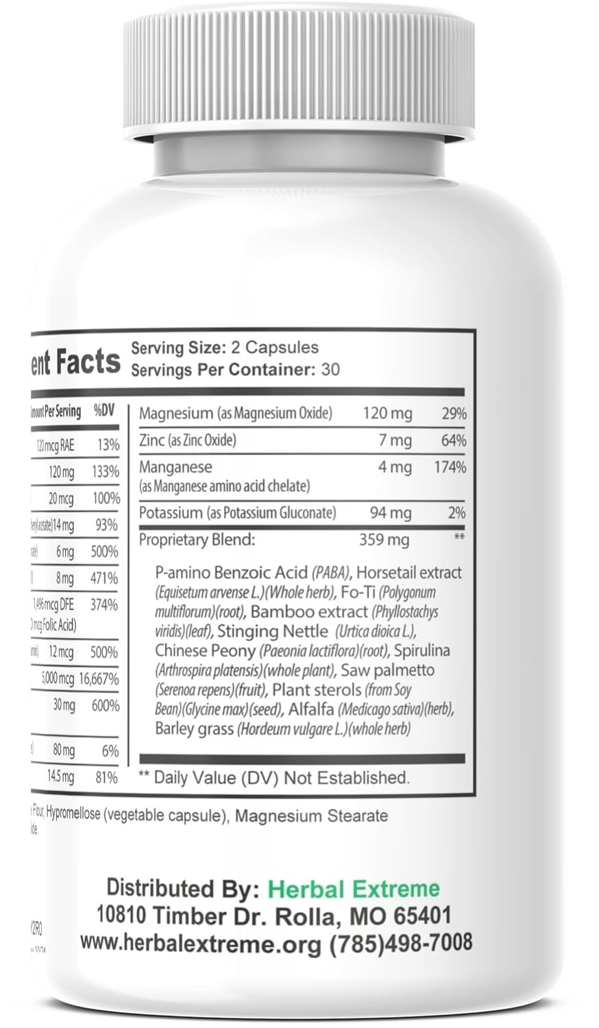 Divinity Hair, Skin and Nails - 60 Capsules - 5000 mcg Biotin with Herbal Blend - görsel 3
