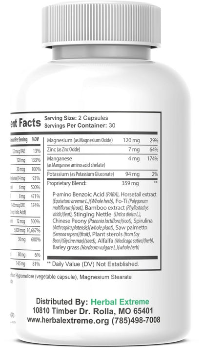 Divinity Hair, Skin and Nails - 60 Capsules - 5000 mcg Biotin with Herbal Blend