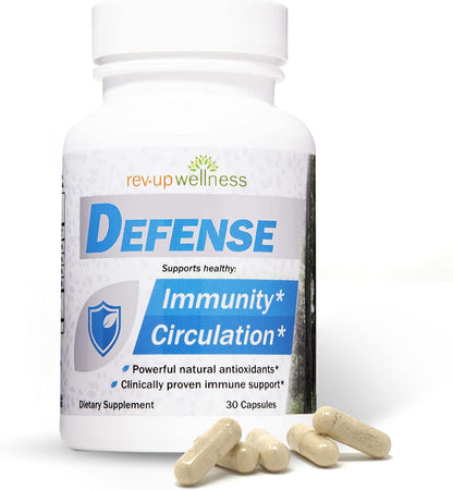 Rev Up Wellness Defence - Daily Immune Support Supplement with Wellmune Beta Glucan, Vitamin D3, Zinc, and Antioxidants, 30 Capsules