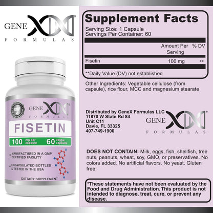 Genex Formulae Fisetin 100mg – Antioxidant Supplement for Healthy Ageing & Cognitive Wellbeing (60 Capsules)
