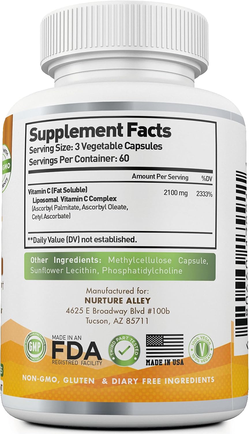 Nurture Alley Liposomal Vitamin C 2100mg - 180 Capsules | High Absorption Formula - görsel 5