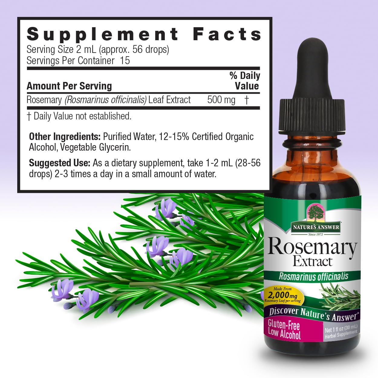 Nature's Answer Rosemary Leaf Liquid Extract with Organic Alcohol, 30 ml - görsel 4