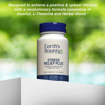 Earth's Bounty Stress Relief Plus - 60 Vegetarian Capsules - Stress Support & Mood Enhancer