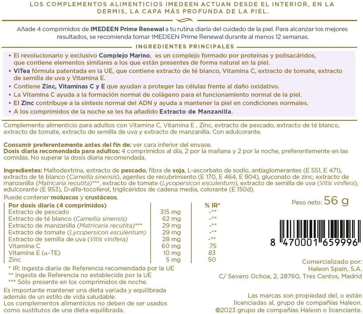 Imedeen Prime Renewal Tablets (120) – Skin Collagen Formula for 50+ Skin care Beauty Supplement - görsel 2