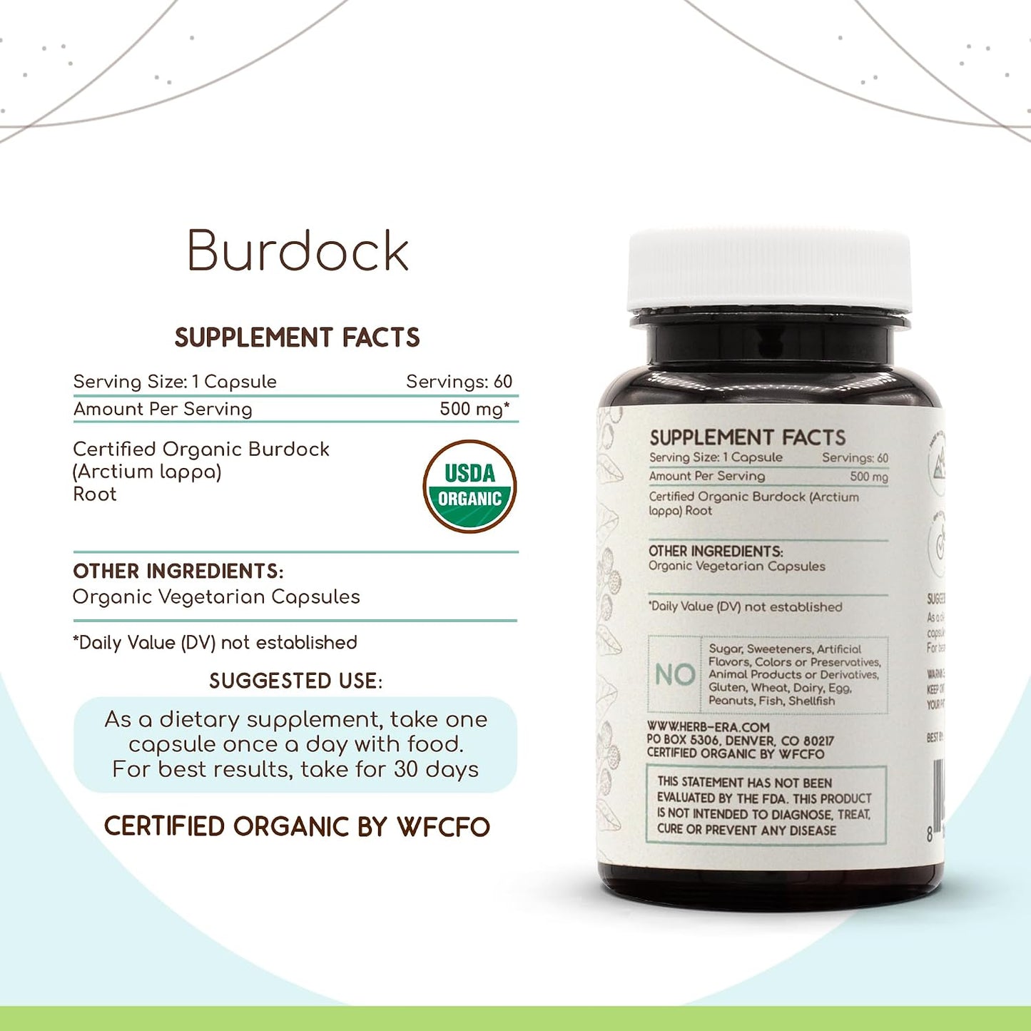 HerbEra Burdock Root (Organic) - 60 Vegetarian Capsules - görsel 3