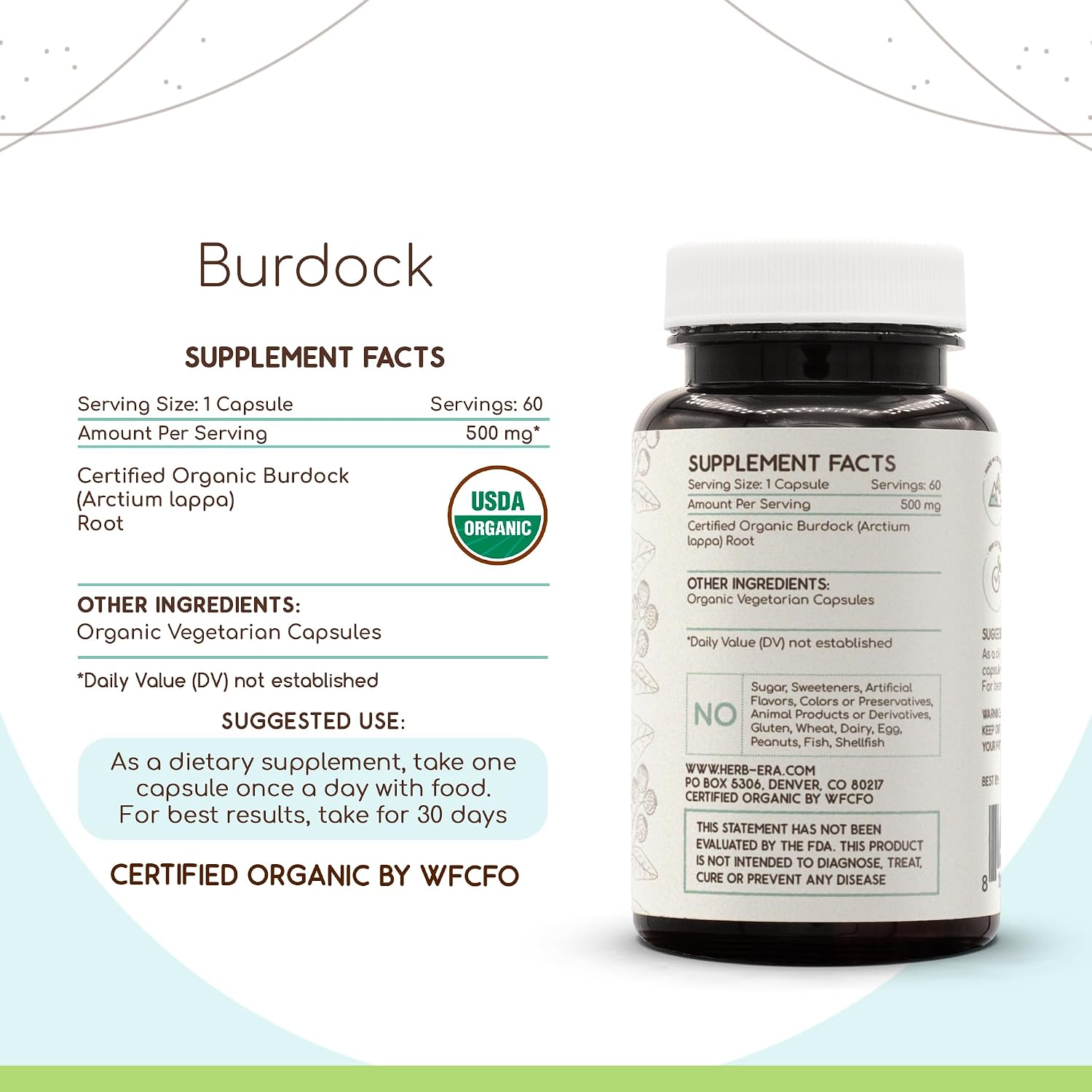 HerbEra Burdock Root (Organic) - 60 Vegetarian Capsules - görsel 3