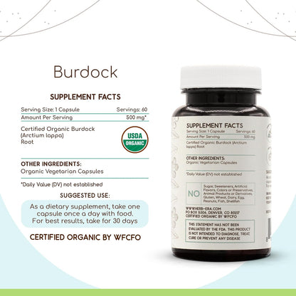 HerbEra Burdock Root (Organic) - 60 Vegetarian Capsules