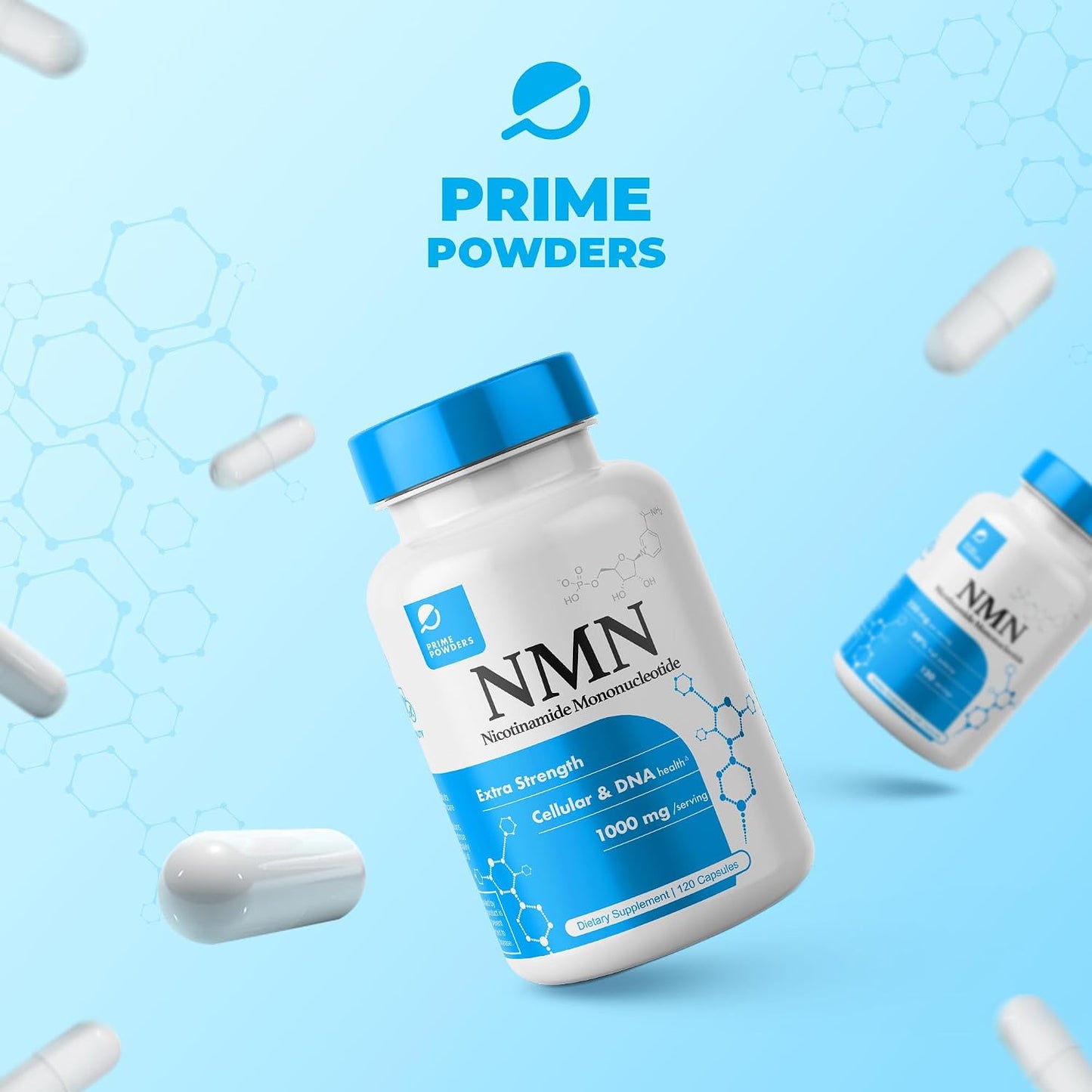 Prime Powders NMN Capsules – 1000mg Stabilised Nicotinamide Mononucleotide – Extra Strength – 120 Vegetarian Capsules - görsel 6
