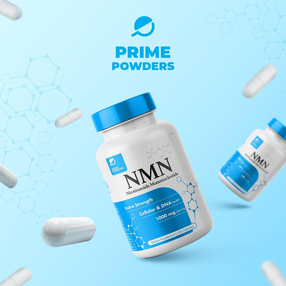 Prime Powders NMN Capsules – 1000mg Stabilised Nicotinamide Mononucleotide – Extra Strength – 120 Vegetarian Capsules - görsel 6
