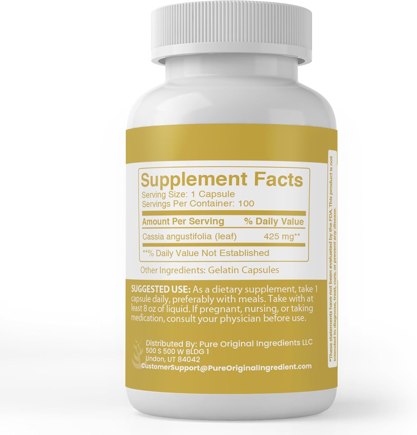 Pure Original Ingredients Senna Leaf, 100 Capsules – Always Pure, No Additives or Fillers - görsel 2